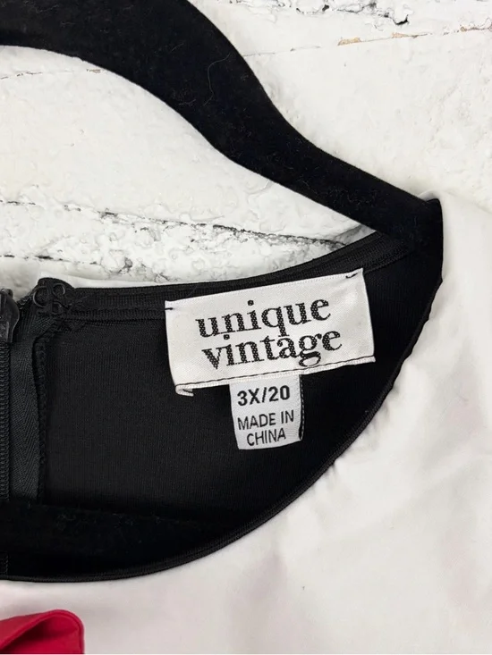 Unique Vintage Panda Retro Pinup Rockabilly Fit Flare Black Bow Dress 3X 20 - Picture 10 of 15